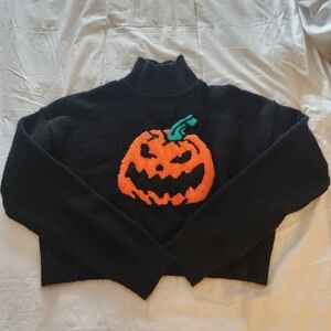 Halloween Pumpkin Croptop Turtleneck